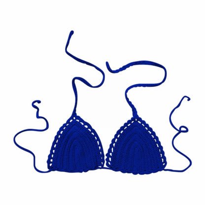 Women's Summer Sexy Bikini Hand Crochet Swimsuit Women Bikini Tops Solid Color Wireless Push Up Bra For Women Micro Bikinis