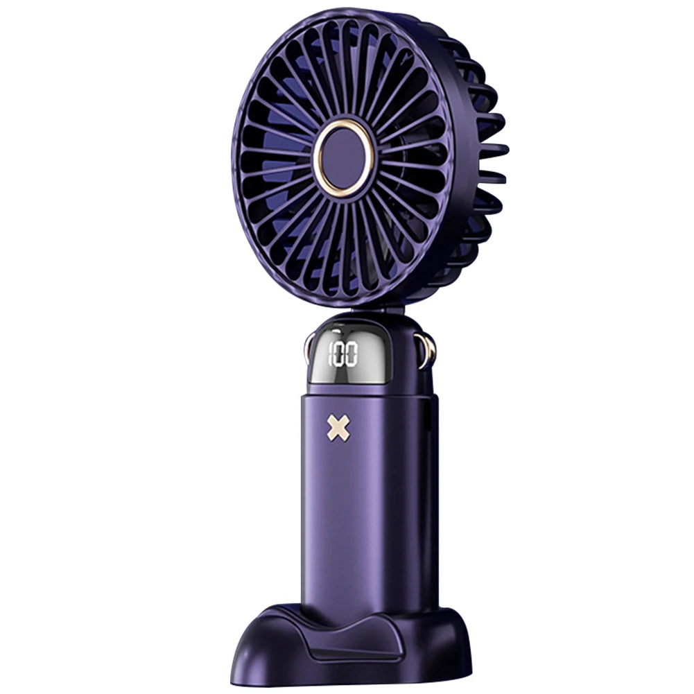 Portable Mini Handheld Fan with Desktop Phone Holder 1800mAh Electric Fan 3-speed USB Charging Outdoor Neck Hanging Cooling Fan
