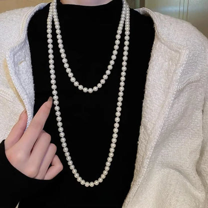 New Exquisite Imitation Pearl Necklaces Multilayer Vintage Long Necklaces Elegant Style Pearl Bead Women Fashion