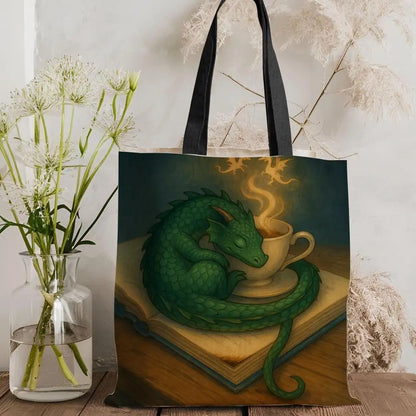 Dragon Sleeping Storage Bags Lightweight Canvas Tote Bag Large Capacity Shoulder Shopper Fashion Eco Multi-Purpose Handbag