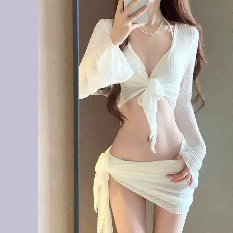 2025 New Swimsuit for Women, High-end Split Four-piece Bikini Sexy Slimming Small Breasts Gathered for Seaside Vacation