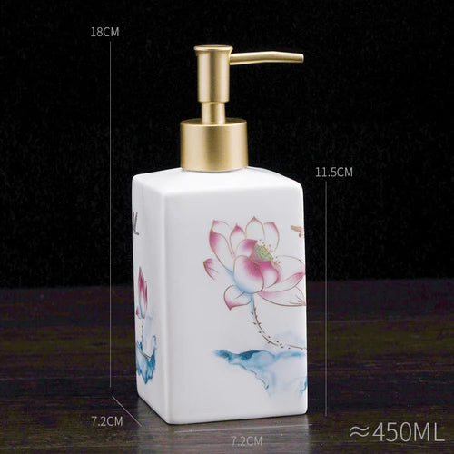 Blue and White Storage Bottle Bathroom Accessories Ceramic Soap Container Wash Table Soap Shampoo Cosmetic Storage Bottle 300ml