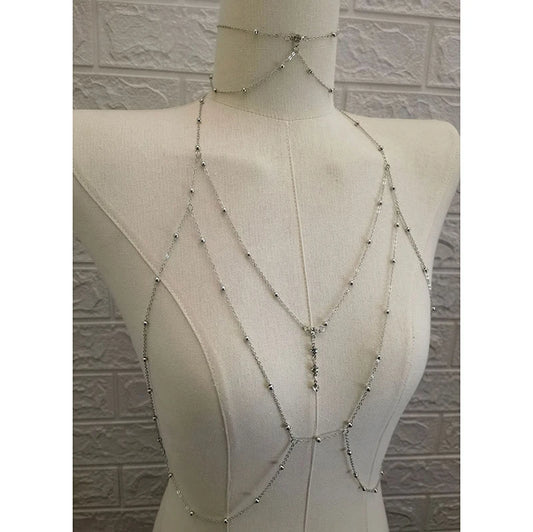 Metal Body Bust Chain Jewelry for Women Sexy Style Hollow Bikini Ladies Breast Crystal Body Chain Decoration Fashion Jewelry