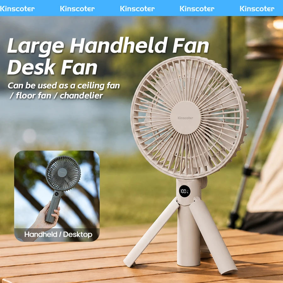 New Portable Folding Handheld Fan 3000mAh Desktop Rechargeable Fan Angle Adjustable for Home Outdoor Travel Camping