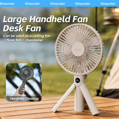 New Portable Folding Handheld Fan 3000mAh Desktop Rechargeable Fan Angle Adjustable for Home Outdoor Travel Camping