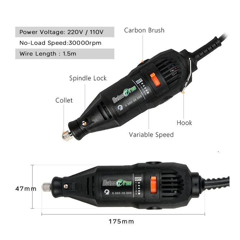 130W Power Tools Electric Mini Drill Die Grinder Engraver Polisher with Rotary Tools Set Kit Variable Speed Dremel Engraving Pen