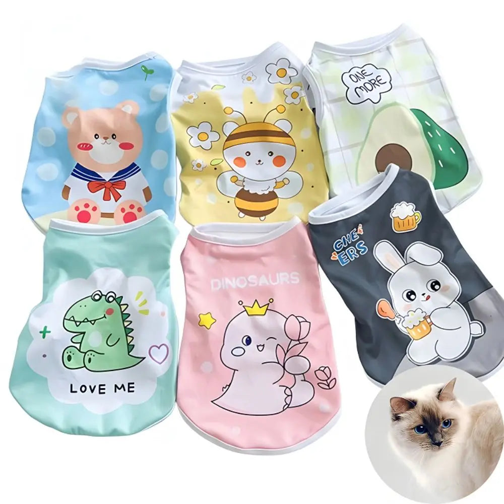 Summer Sleeveless Pet Vest Small Dogs Beach Cat Puppy Clothes Soft Breathable Dog T-Shirts