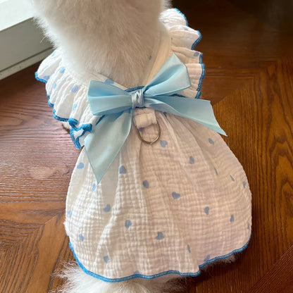 Pet dresses accessories clothes for spring and summer dogs cats teddy bears Pomeranians plush toys cats hearts all cotton fabric