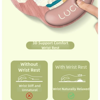 Cute Cartoon Mouse Pad with Wrist Rest Anti-Slip Rubber Puppy Mouse Pad HD Printing Cute Wrist Rest Pad Desktop Setup