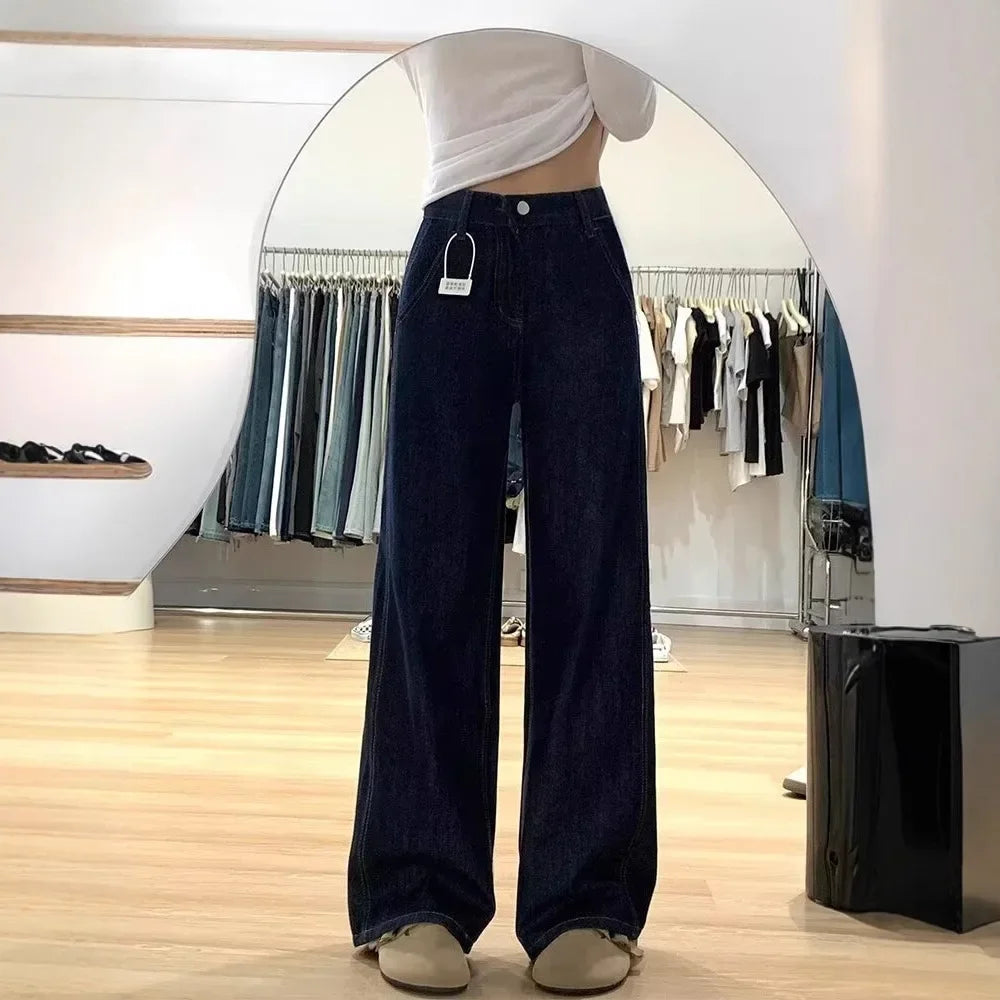 High Waist Wide Leg Denim Jeans Loose Female Pear Shape Body Slimming Floor-Length Spring Summer New Style Casual Fashion