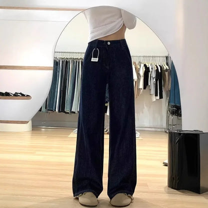 High Waist Wide Leg Denim Jeans Loose Female Pear Shape Body Slimming Floor-Length Spring Summer New Style Casual Fashion