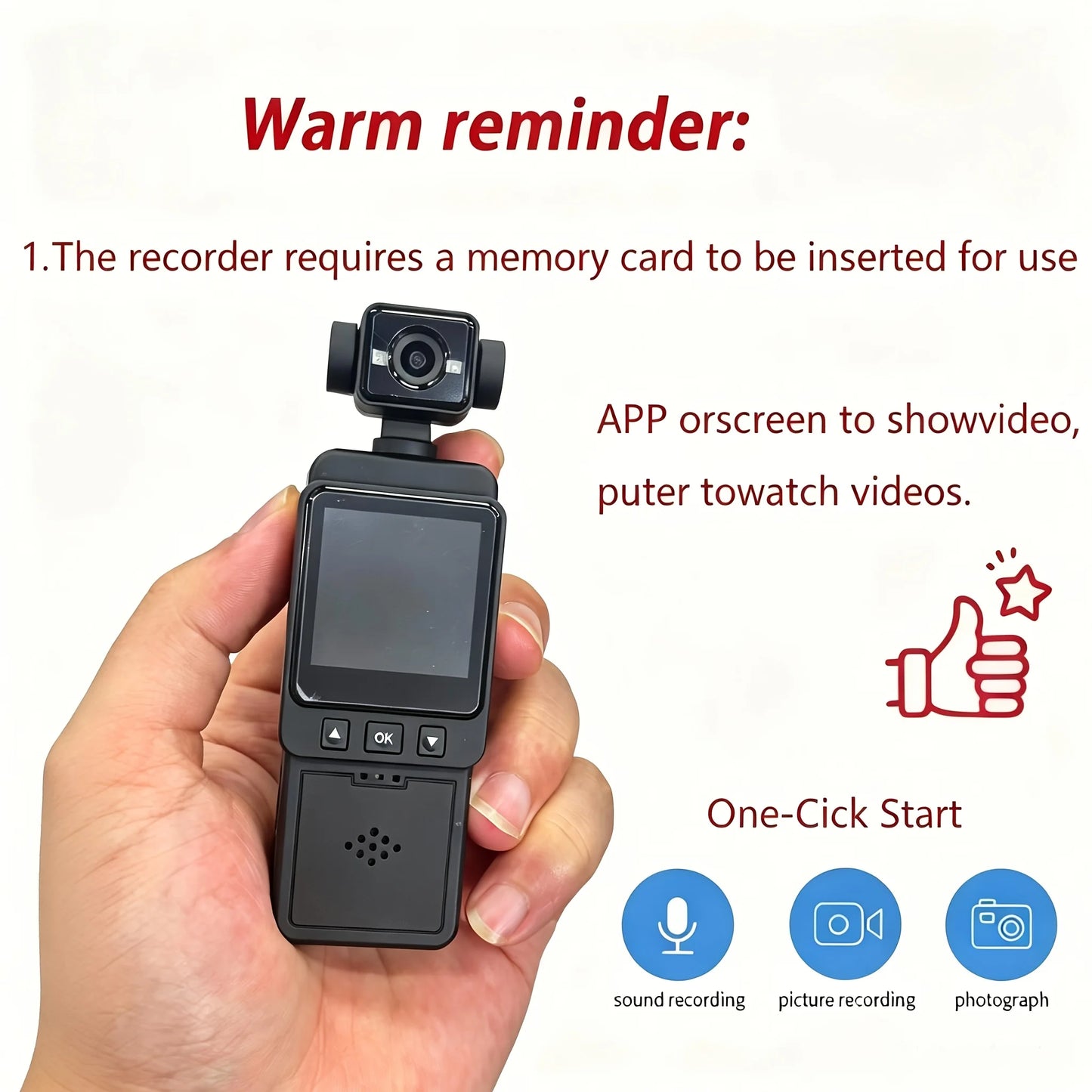 2K WiFi Gimbal Action Camera, 360° Rotatable Lens, Clip-On Wearable Body Cam with Night Vision for Sports Vlogging Cycling