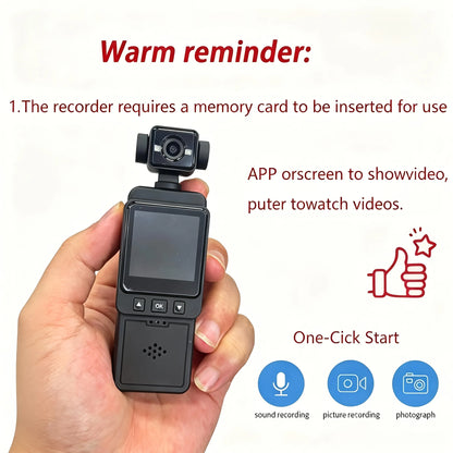2K WiFi Gimbal Action Camera, 360° Rotatable Lens, Clip-On Wearable Body Cam with Night Vision for Sports Vlogging Cycling
