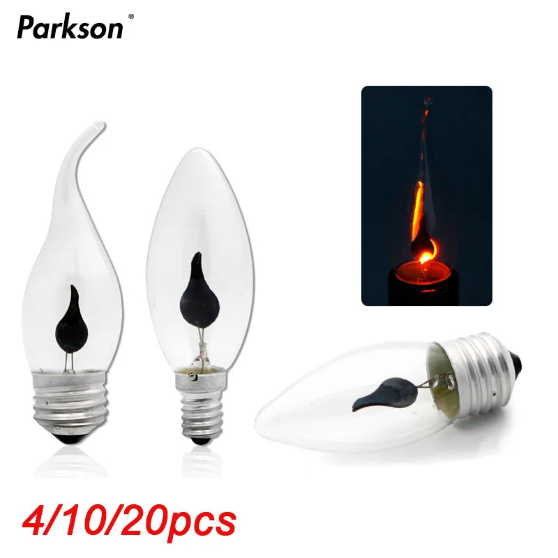4/10/20Pcs Edison Led Candle Light Bulb Flicker Flame E14 E27 LED Flame Effect Bulb Retro For Home Decor Energy Saving Lamp
