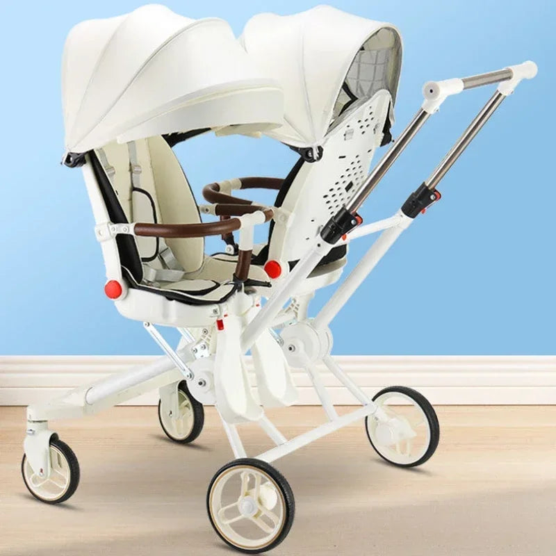 Twin strollers for two children Two seats Lightweight folding stroller Multifunctional stroller can sit and lie down