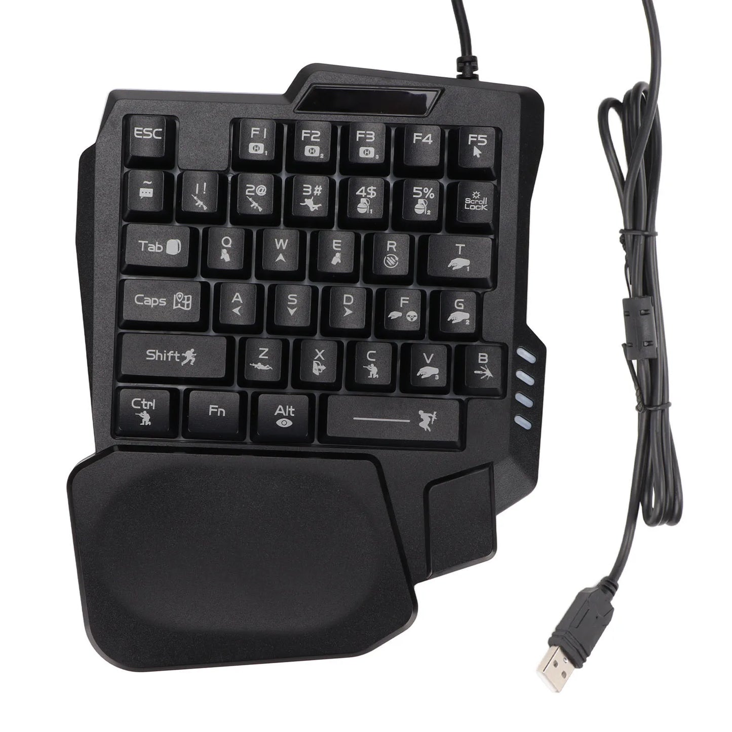 35 Keys Gaming Keyboard Black One Handed Gaming Keyboard Anti Slip Design Three Colors Backlight for Mobile Games for Computer