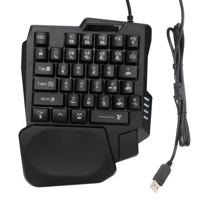 35 Keys Gaming Keyboard Black One Handed Gaming Keyboard Anti Slip Design Three Colors Backlight for Mobile Games for Computer