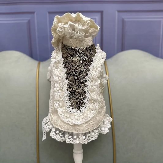 Handmade Dog Clothes Pet Supplies European Royal Palace Vintage  Handsome Jacket Suit Classic Lace Cuff British French Style