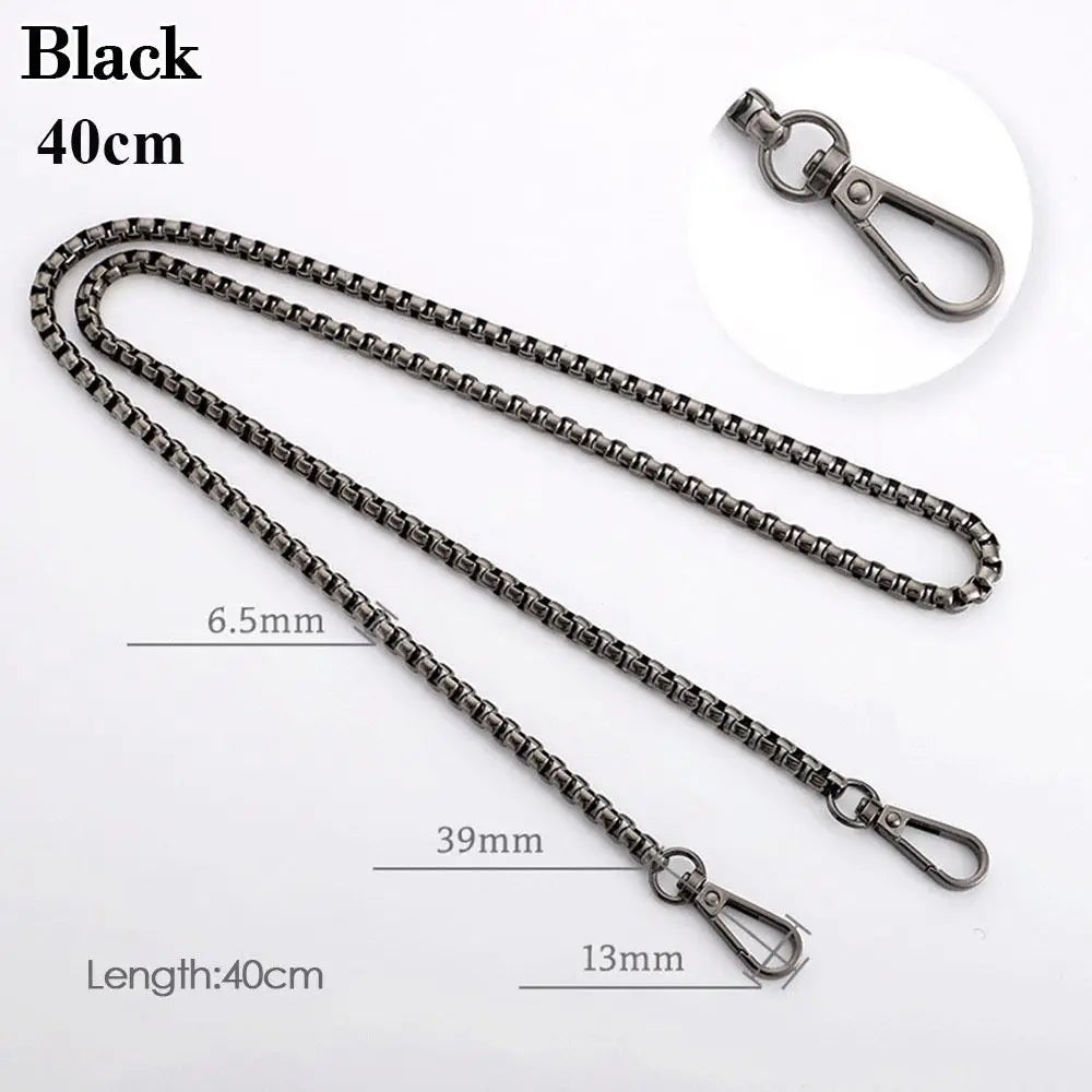 40/60/90cm Metal Chain Shoulder Bag Strap Handbag Handles DIY Purse Replacement Long Beaded Chain Shoulder Bag Straps Chain Belt