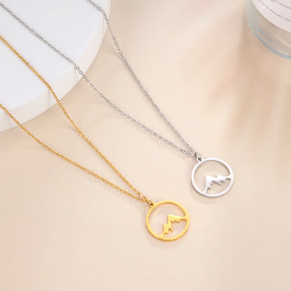 Ring Mountain Pendant Necklace Stainless Steel Men's and Women's Retro Geometric Ethnic Necklace Couple Party Jewelry Gift