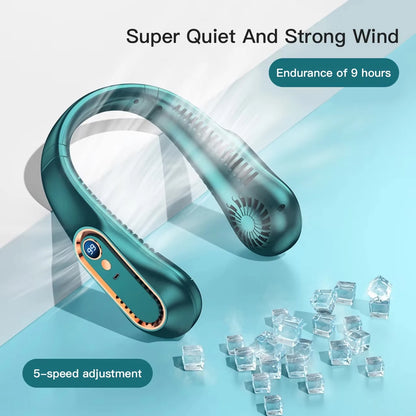 Hanging Neck Fan Digital Display Power Ventilador Bladeless Neckband Fan Portable Mini Air Cooler USB Rechargeable Electric Fans