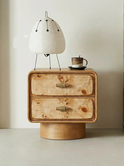 Medieval-style bedside table, household bedroom drawer, solid wood storage cabinet, natural high-grade tree burl,side cabinet