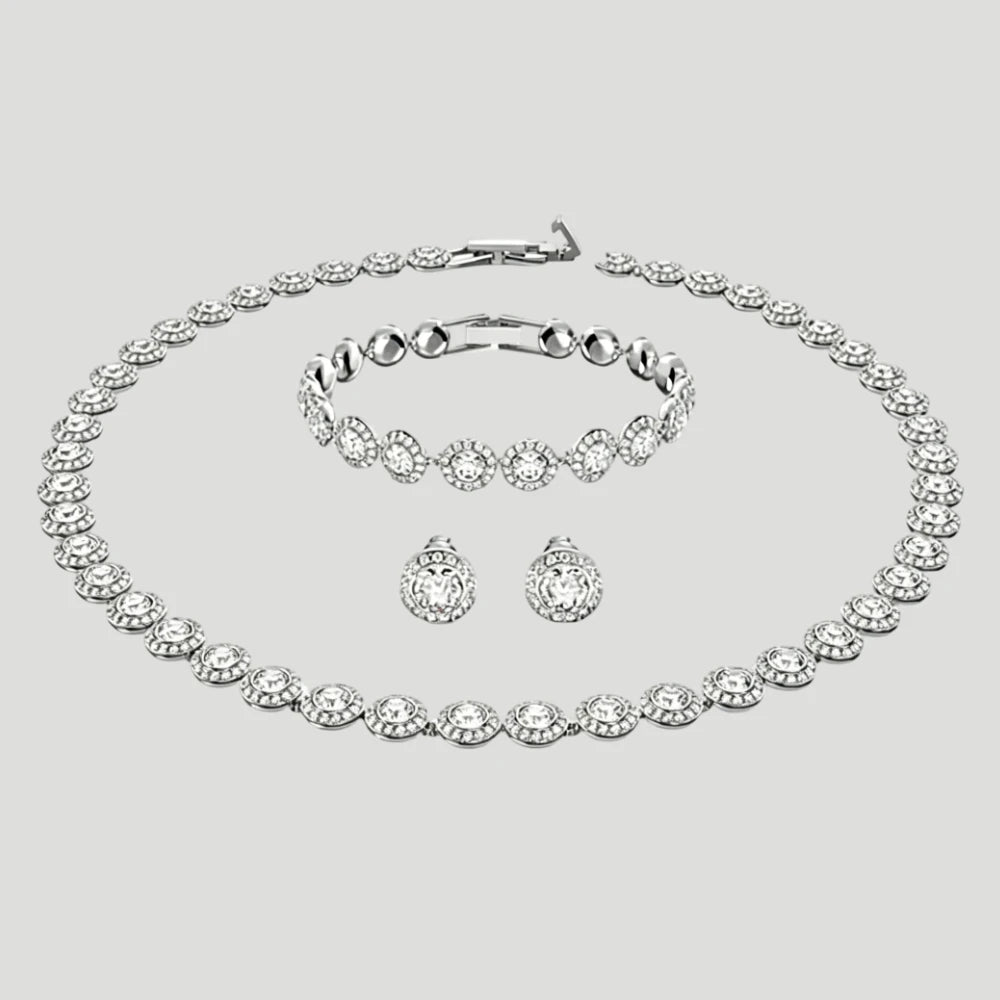 Top selling Round Jewelry Set, charms Earrings,Bracelet,Necklace, For Daily, Party, And Banquet Decor Wedding jewelry