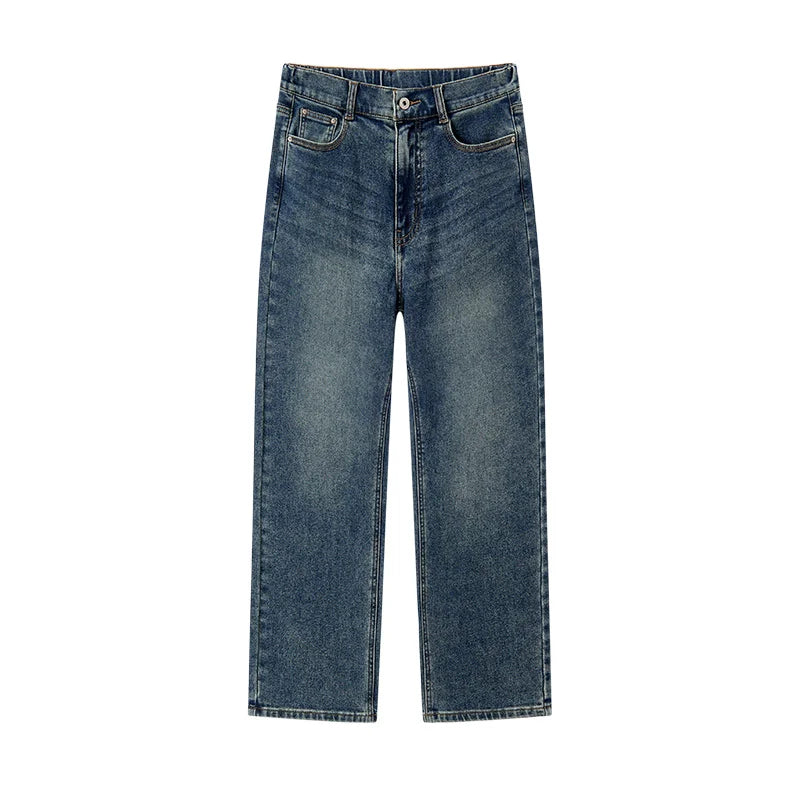 Semir Jeans Women Frayed Trousers 2024 Winter New Loose Straight Leg Pants Denim Trousers