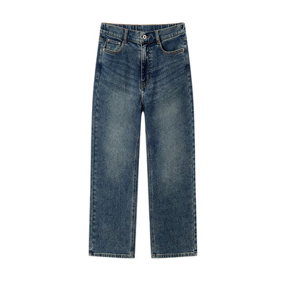 Semir Jeans Women Frayed Trousers 2024 Winter New Loose Straight Leg Pants Denim Trousers
