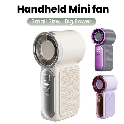 Portable Handheld Mini Fan 5 Speed Adjust Type c Rechargeable Fan Digital Display Desktop Fan Outdoor
