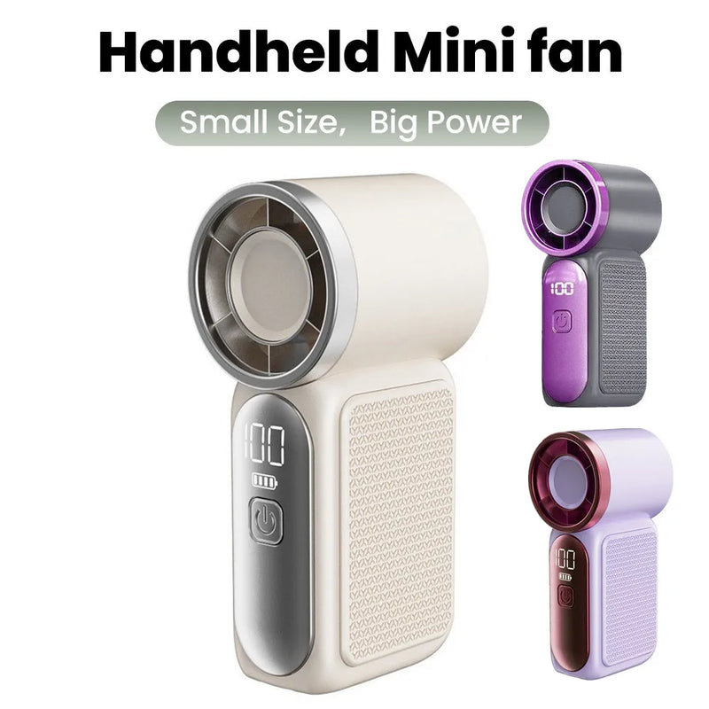 Portable Handheld Mini Fan 5 Speed Adjust Type c Rechargeable Fan Digital Display Desktop Fan Outdoor
