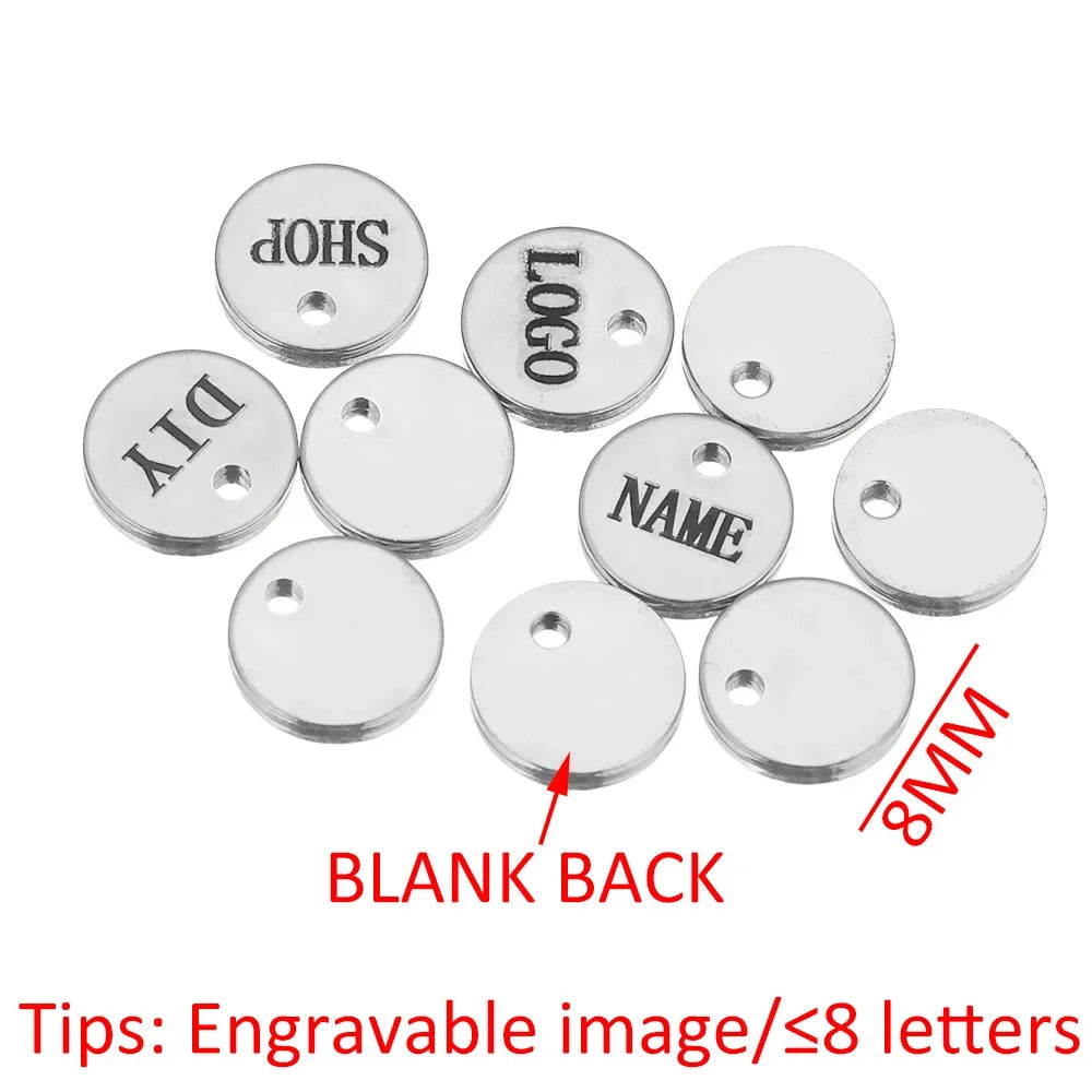 50pcs Customized Custom Laser Engrave Name LOGO Stainless Steel Personalized Necklace Extend Chain Tail Tag Jewelry Wholesale