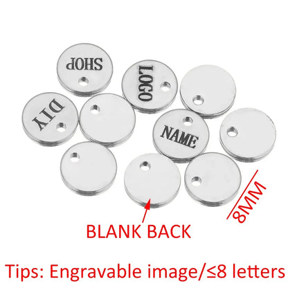 50pcs Customized Custom Laser Engrave Name LOGO Stainless Steel Personalized Necklace Extend Chain Tail Tag Jewelry Wholesale