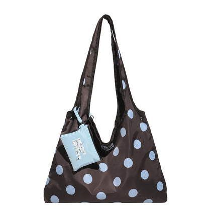 Nylon Dots Zipper Large Capacity Casual Tote Bag 2026 New Korean Style Versatile Bags Sweet Daily Commute Fashion Shoulder Bags