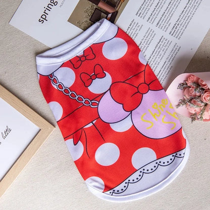 Cartoon Print Pet Clothes for Small Dogs Summer Quick Drying Kitten T Shirt Non Wrinkle Yorkshire Vest  Colorfast Pet Clothing