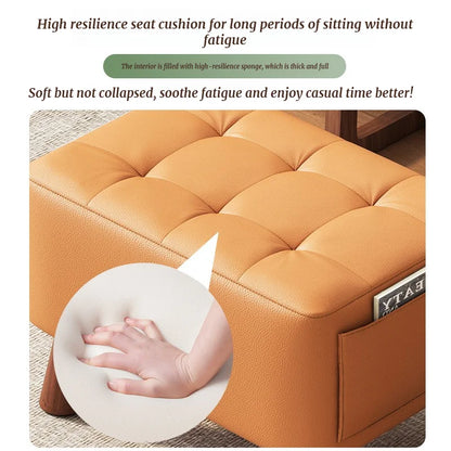Home-use Small Stool, Living Room Minimalist Sofa Stool, Coffee Table Stool, Creative Leather Footstool, Square Stool, Small