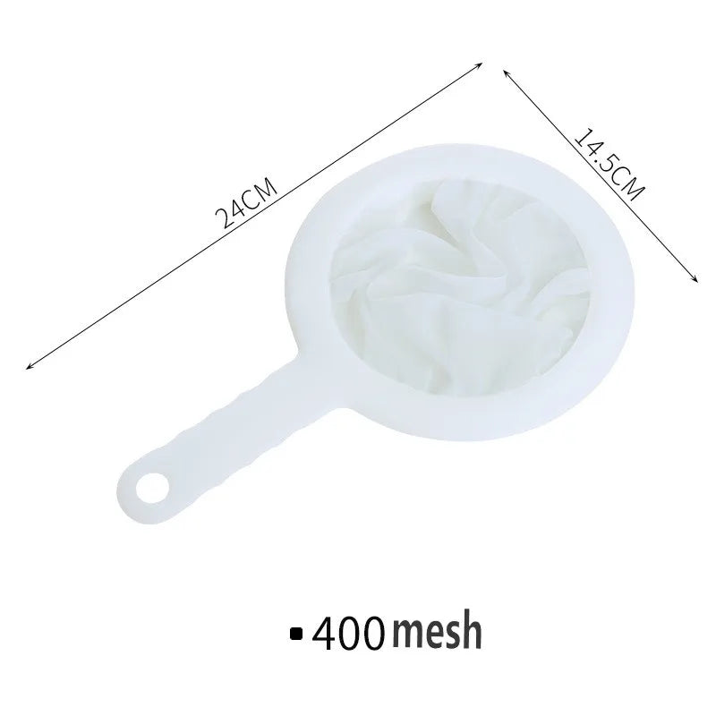 100/200/400 Mesh Washable Nylon Ultra Fine Filter Mesh Strainer Spoon Sieve Soy Milk Juice Coffee Tea Filter Kitchen Colander