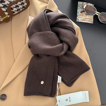 100% Wool Winter Scarf For Women Long Warm Cashmere Scarves Hijab Solid Lady Shawl Wrap Female Pashmina Bandana Head Scarfs New