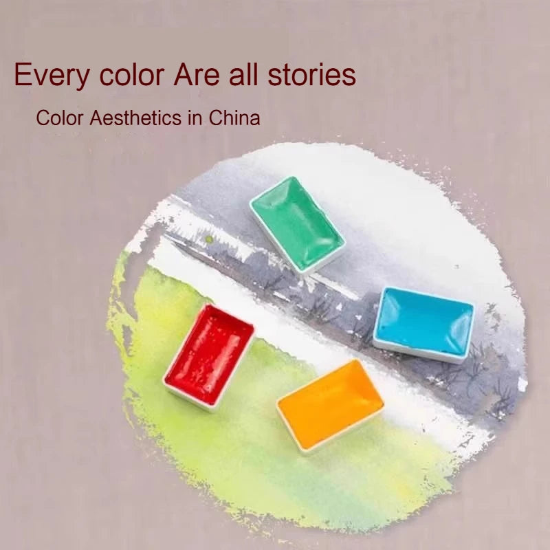 Chinese Painting Pigments 12/24 Color Classical Art Solid Pigments Portable Traditional Chinese Painting Drawing Art Supplies