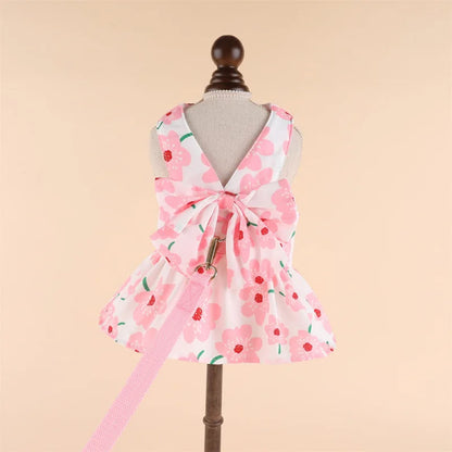 Pet Dog Clothes Spring And Summer Thin Style With Traction Rope Dress For Small Dogs And Cats Suitable For Teddy Bichon Fris