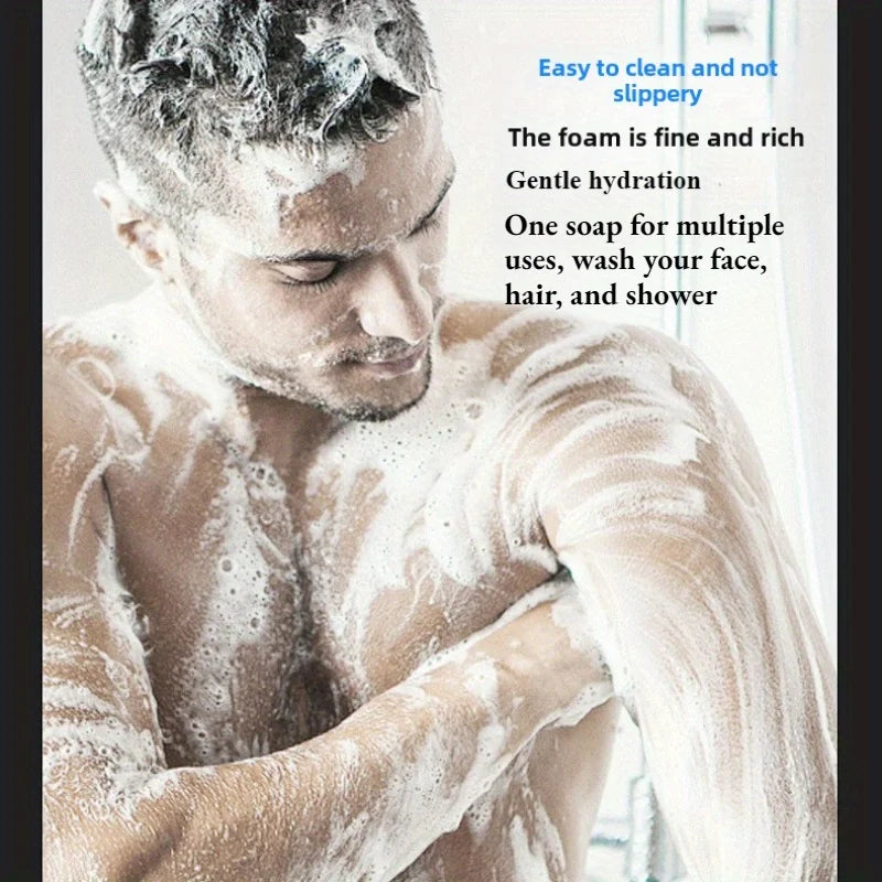 2PCS men's cologne soap, three in one for washing hair, face, and bath, cleanses and bathes the whole body, moisturizes