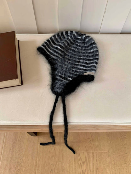 2025 new Fashion Knitted Hat Women Autumn Winter Skullies Beanies Ladies Colorful Earflap Cap Female Handmade Tassels Beanie Hat
