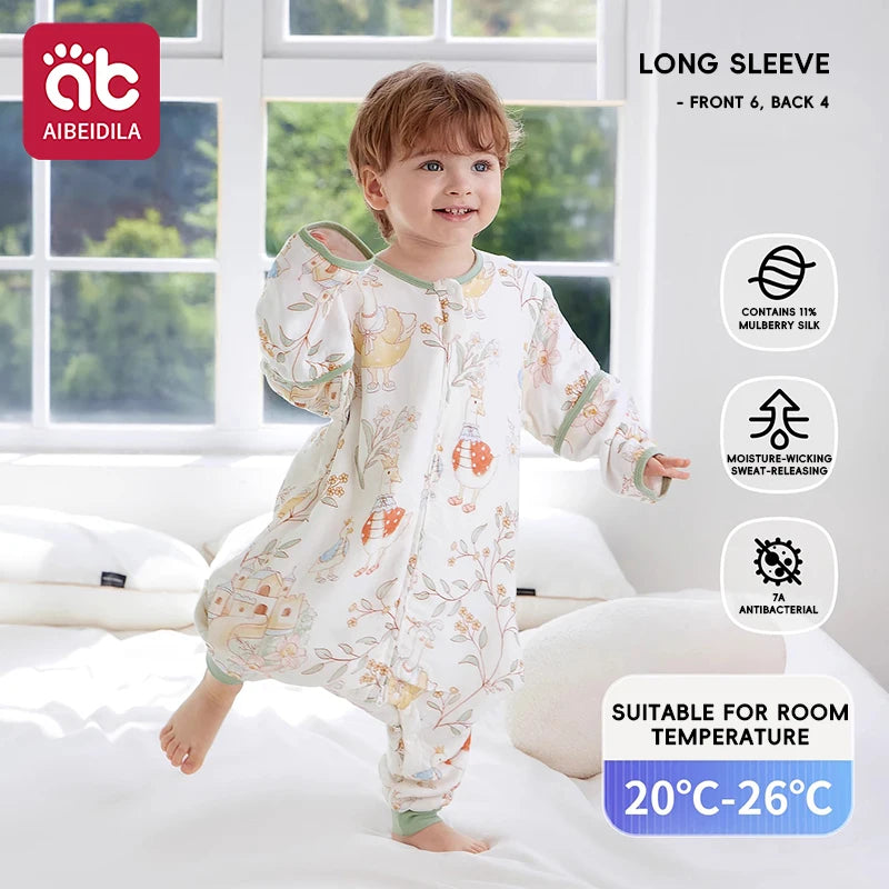 Swan Kids Sleeping Bag Cute Breathable Thin Sack Sleepsack Detachable Short Sleeves Sleepwear Wearable Blanket Bodysuit 1-5T