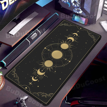 XXL Computer Desk Pad Pink Art keyboardpad Moon Space Mousepad Laptop Table Mat 900x400mm Rubber Anti-slip Soft Desktop Mice Pad