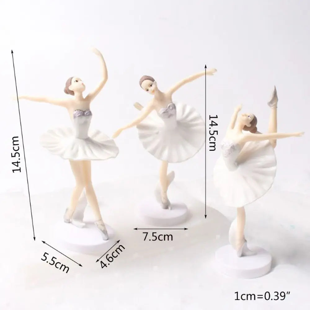 3Pcs Baby Shower Birthday Supplies Cake Decor Party Baking Girl Doll Cake Topper Cupcake Topper Ballet Girls
