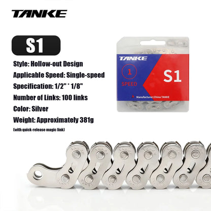 TANKE Single Speed Bike Chains 1 Speed Mountain Bicycle Chain 100L MTB Single Speed Cycling Accesories BMX Current