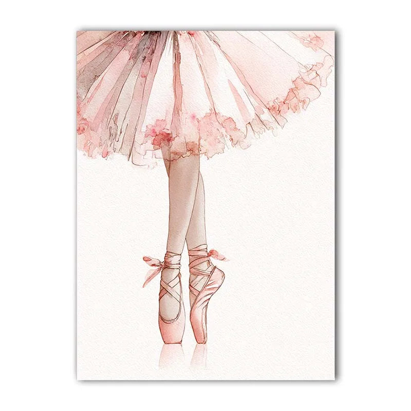 Nordic Wall Art Ballet Dancer Pink Ballerina Canvas Painting Nordic Style Poster Prints for for Girls Bedroom Wall Decor