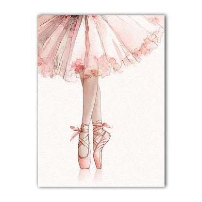 Nordic Wall Art Ballet Dancer Pink Ballerina Canvas Painting Nordic Style Poster Prints for for Girls Bedroom Wall Decor