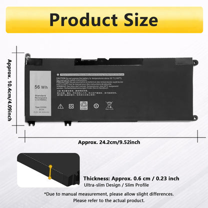 PowerHub 33YDH Battery For Dell Inspiron 15 7577 17 7778 7773 G3 3579 G5 5587 G7 7588 Latitude 3380 3490 3580 3590 15.2V 56Wh