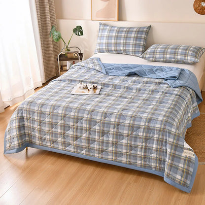 Summer Thin Comforter Soft Air-Conditioned Four Season Comforter Machine Washable Single Double Blanket Ultrasonic Quilted Quilt